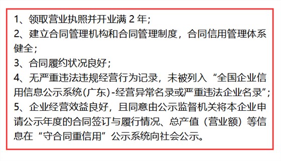 這些條件你都達不到，還想申報守合同重信用？別逗了！