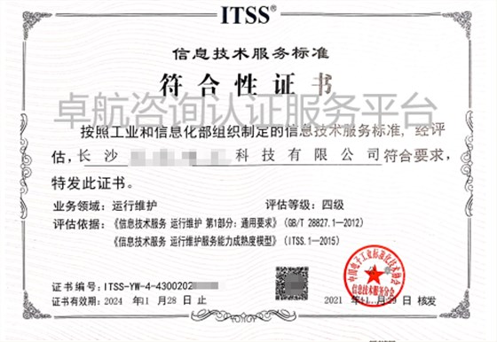 恭喜長沙企業ITSS認證年前順利下證！