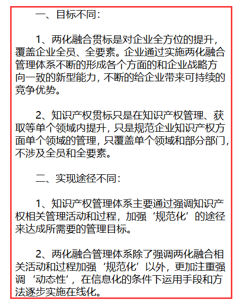 卓航信息分享知識產權貫標與兩化融合貫標的2大區別